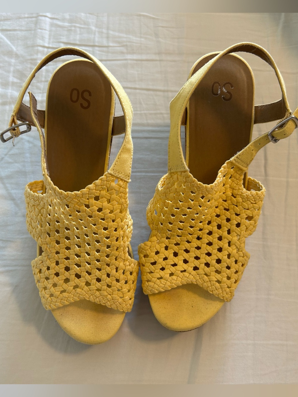 GUC Size 9 Sonoma Goods for Life Yellow Woven Slingback Wedge Sandals